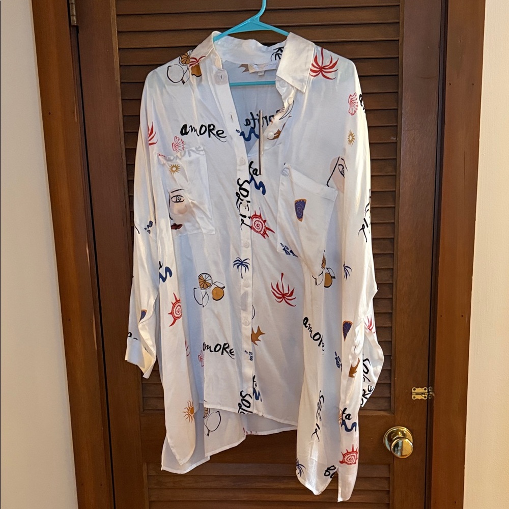 Corey Lynn Calter NWT Printed Silky Shirt Dress
